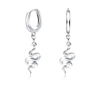 Snake Shaped CZ Silver Huggies Earring HO-2422